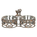 Vintage Cast Iron Pet Feeding Station – Rustic Double Bowl Set