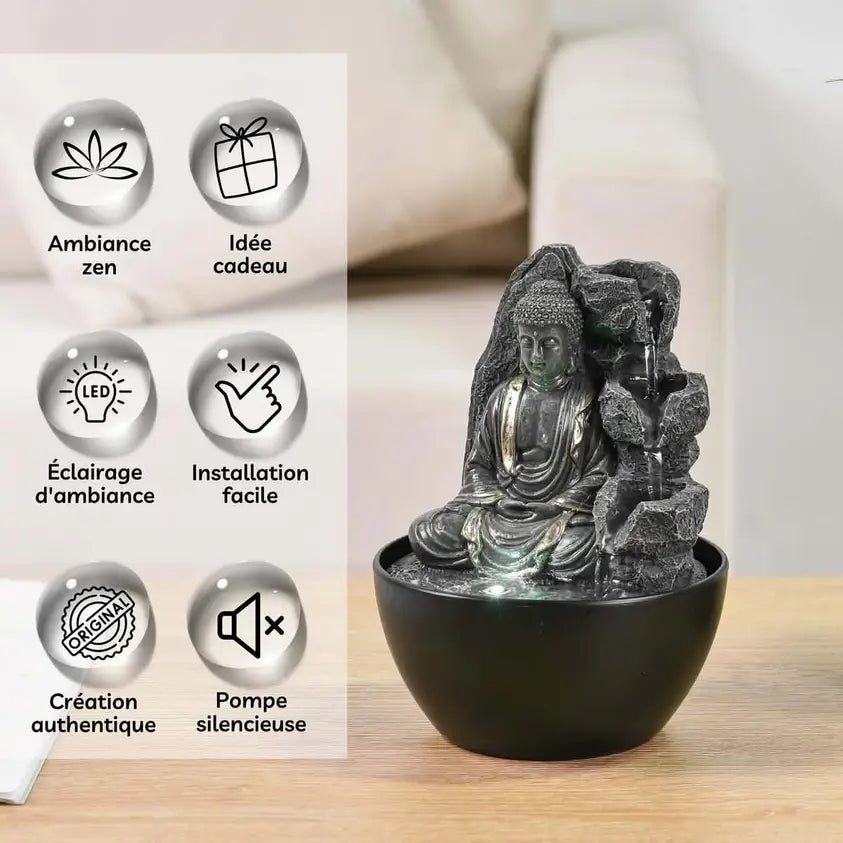 "Peace" Indoor Fountain – Zen Buddha & Feng Shui Design