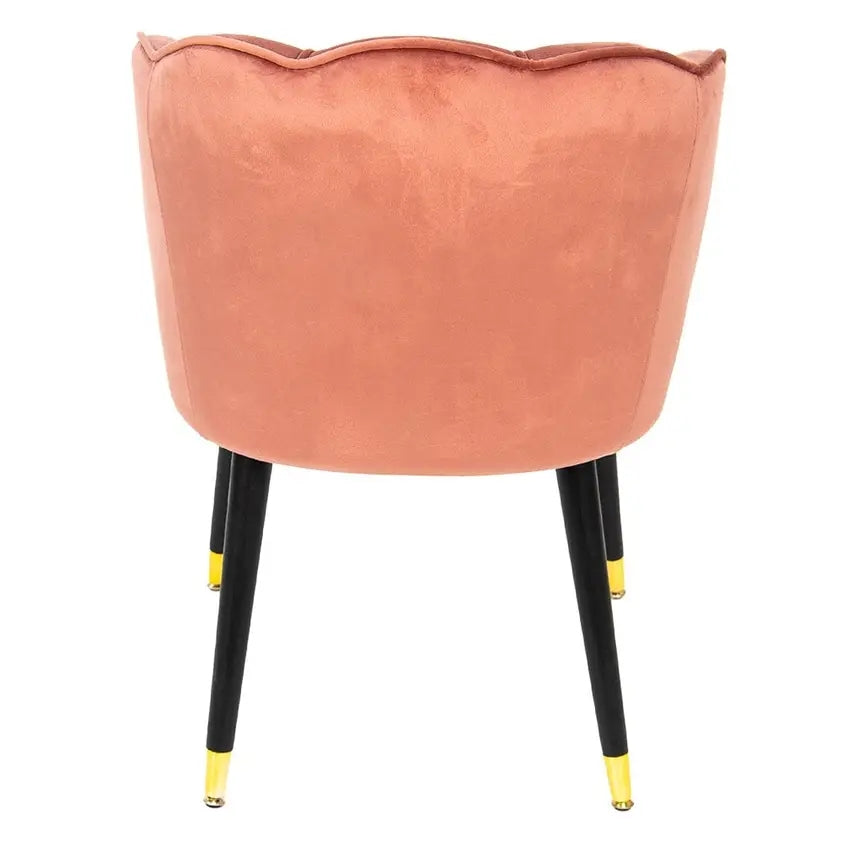Elegant Shell Chair – Pink Velvet with Modern Metal Legs (59x62x79 cm)