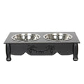 Baroque Style Double Pet Feeder – Elegant Black Wood & Metal Station